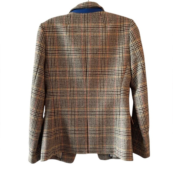 J.Crew Regent Wool Blazer Sz 2 Houndstooth Plaid Gray Blue Academia Preppy Class - Picture 3 of 11